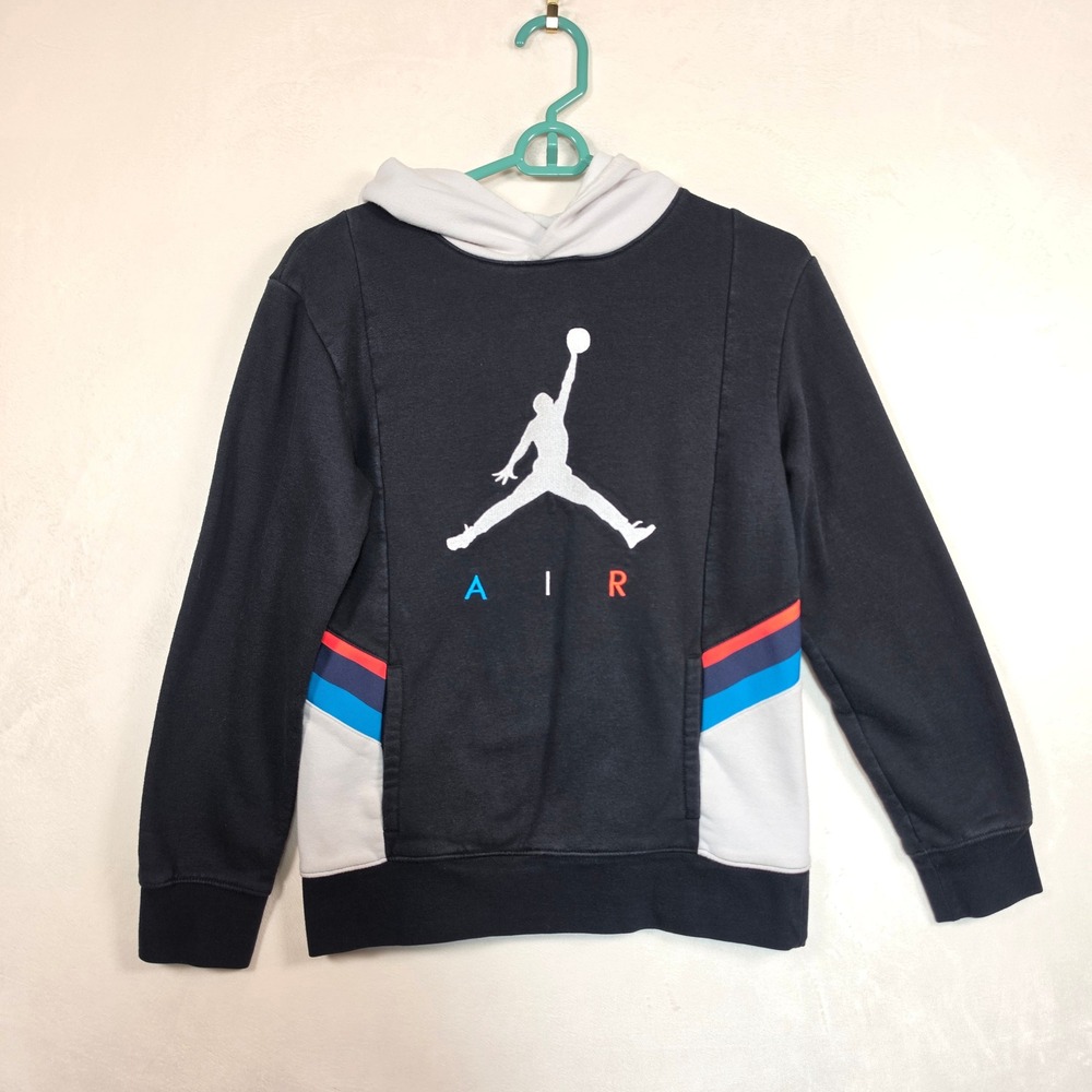 Jordan Hoodie Boys L 12-13 Black Jumpman Logo Pullover Athleisure Streetwear